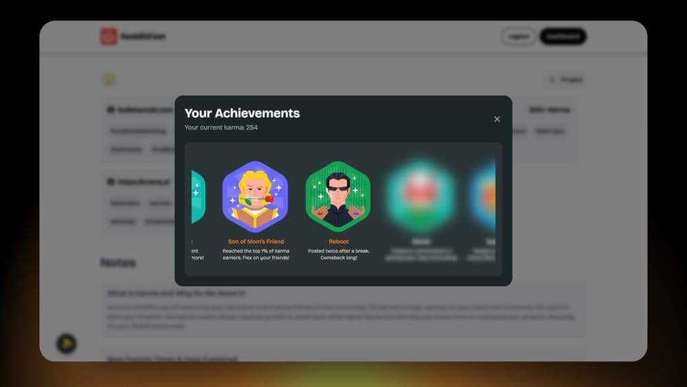 RedditFA dashboard showing subreddits