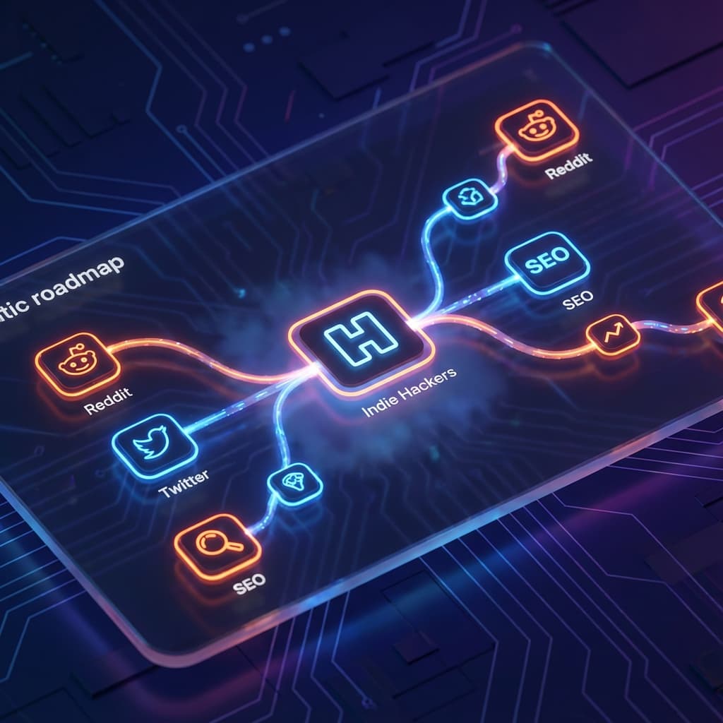 Futuristic digital roadmap connecting multiple marketing channels