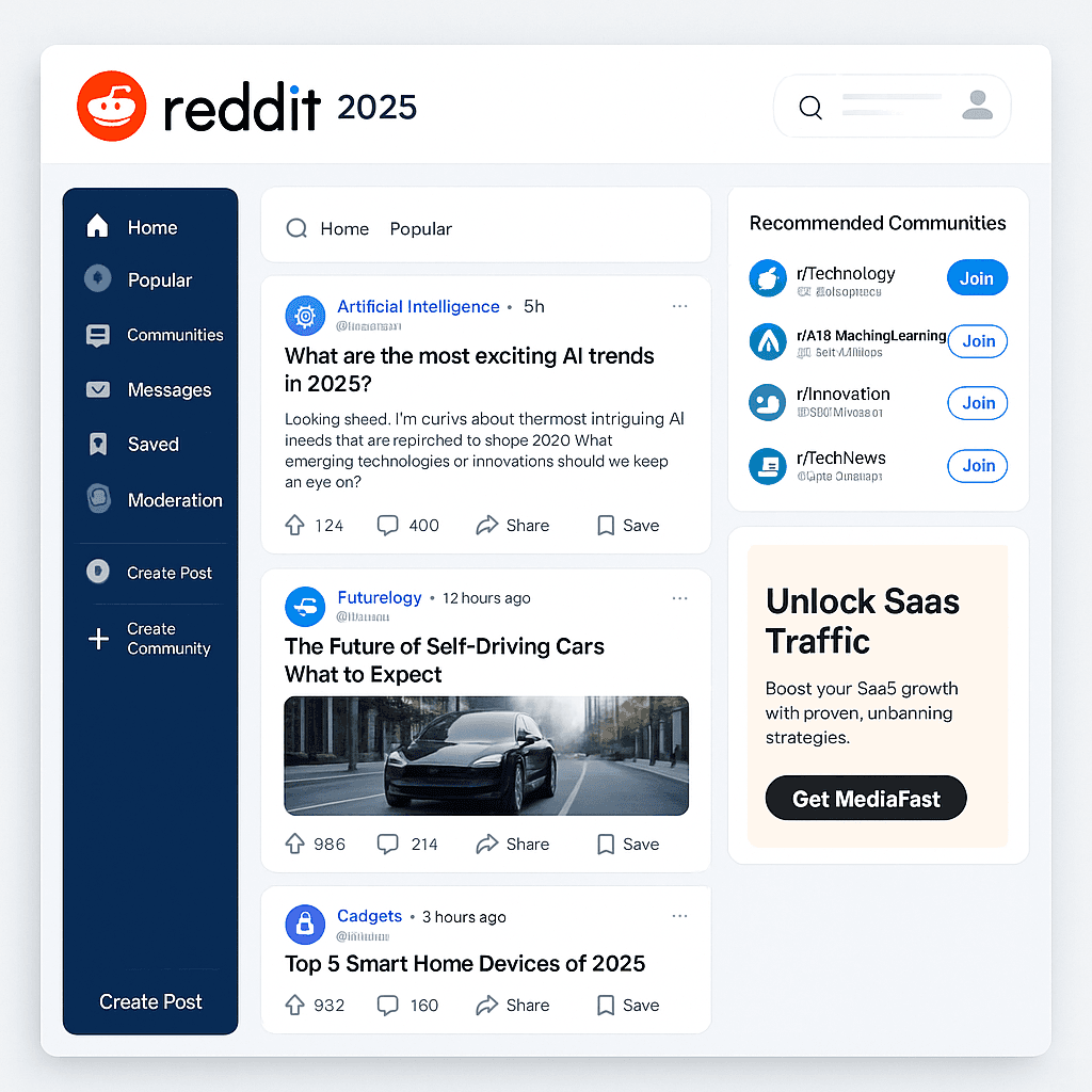 Updated Reddit interface with new 2025 features